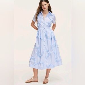 NWT Kate Spade x Target Blue White Ruffle Short Sleeve Midi